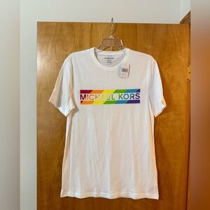 Michael Kors Black Loungewear T-Shirt Rainbow Spellout NWT Women’s Small